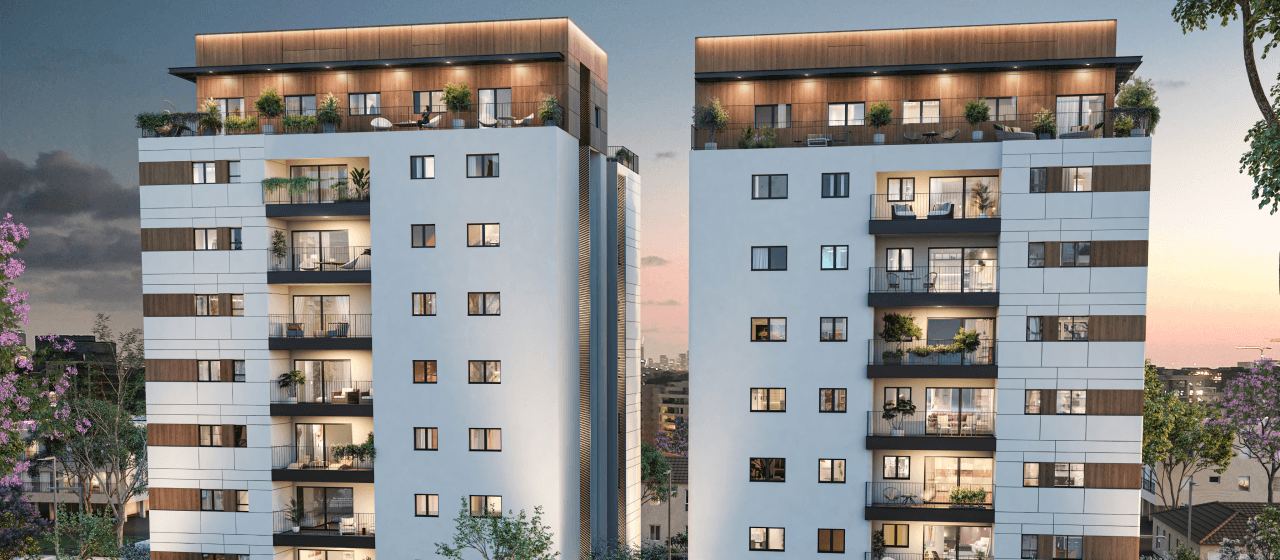 שני בניינים המתנשאים לגובה 9 קומות Two 9 Story Buildings